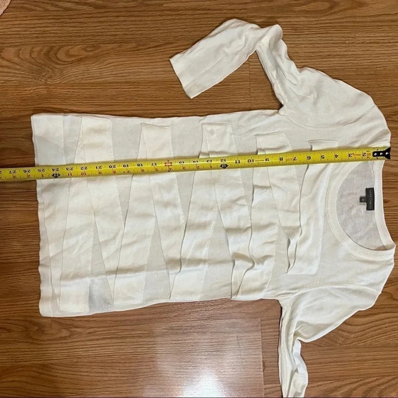 Vince Camuto Lightweight Bandage Sweater Size XS Crew-Neck 3/4-Sleeve White - Picture 7 of 7